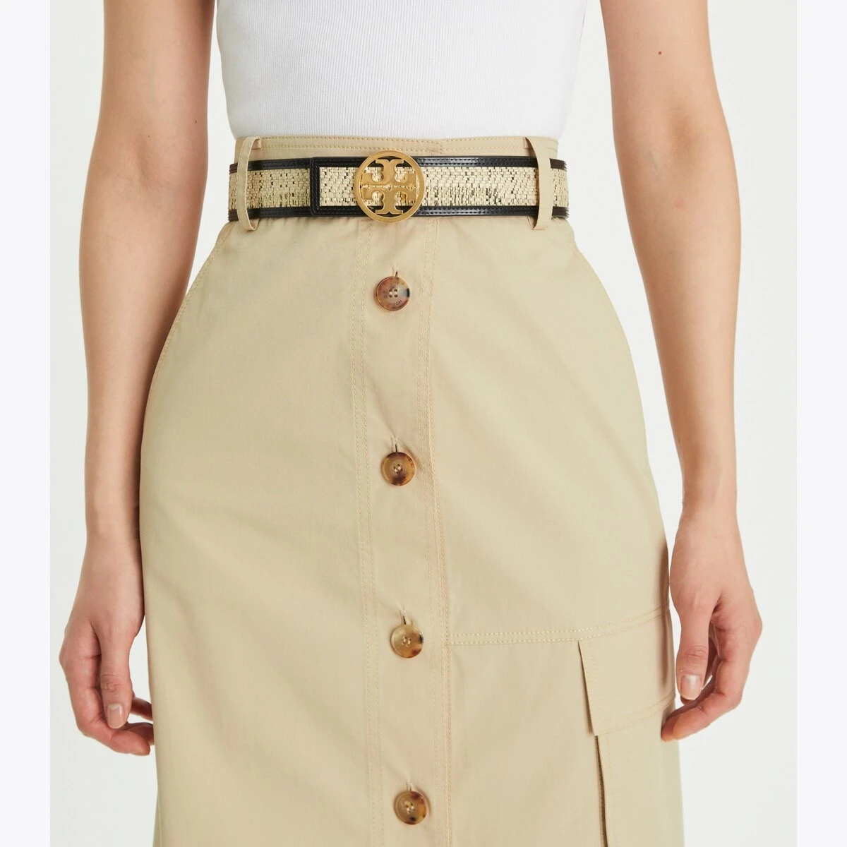 Tory Burch 1.5" Miller Woven Linen Belt 4 Tory Burch 1.5" Miller Woven Linen Belt - Image 2