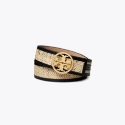 Tory Burch 1.5" Miller Woven Linen Belt