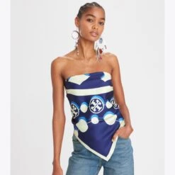 Tory Burch 3D T Monogram Double-Sided Silk Square Scarf