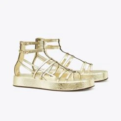 Tory Burch Capri Metallic Platform Gladiator Sandal