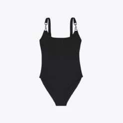 Tory Burch Clip Tank Swimsuit, Silver Hardware