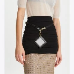 Tory Burch Croc-Embossed Mirror Belt