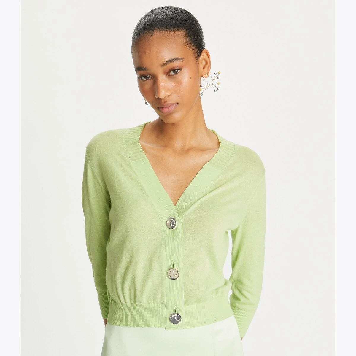 Tory Burch Cropped Cotton Cardigan 9 Tory Burch Cropped Cotton Cardigan - Image 7