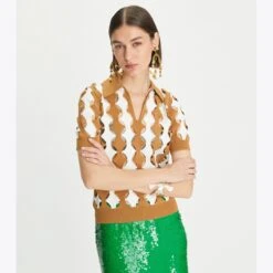 Tory Burch Cut-Out Viscose Polo