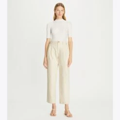 Tory Burch Denim Pleated Pant