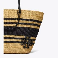 Tory Burch Ella Striped Straw Basket Tote