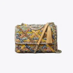 Tory Burch Fleming Mélange Raffia Convertible Shoulder Bag