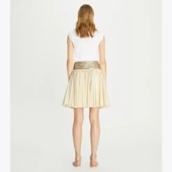 Tory Burch Hand-Done Mirrorwork Cotton Skirt