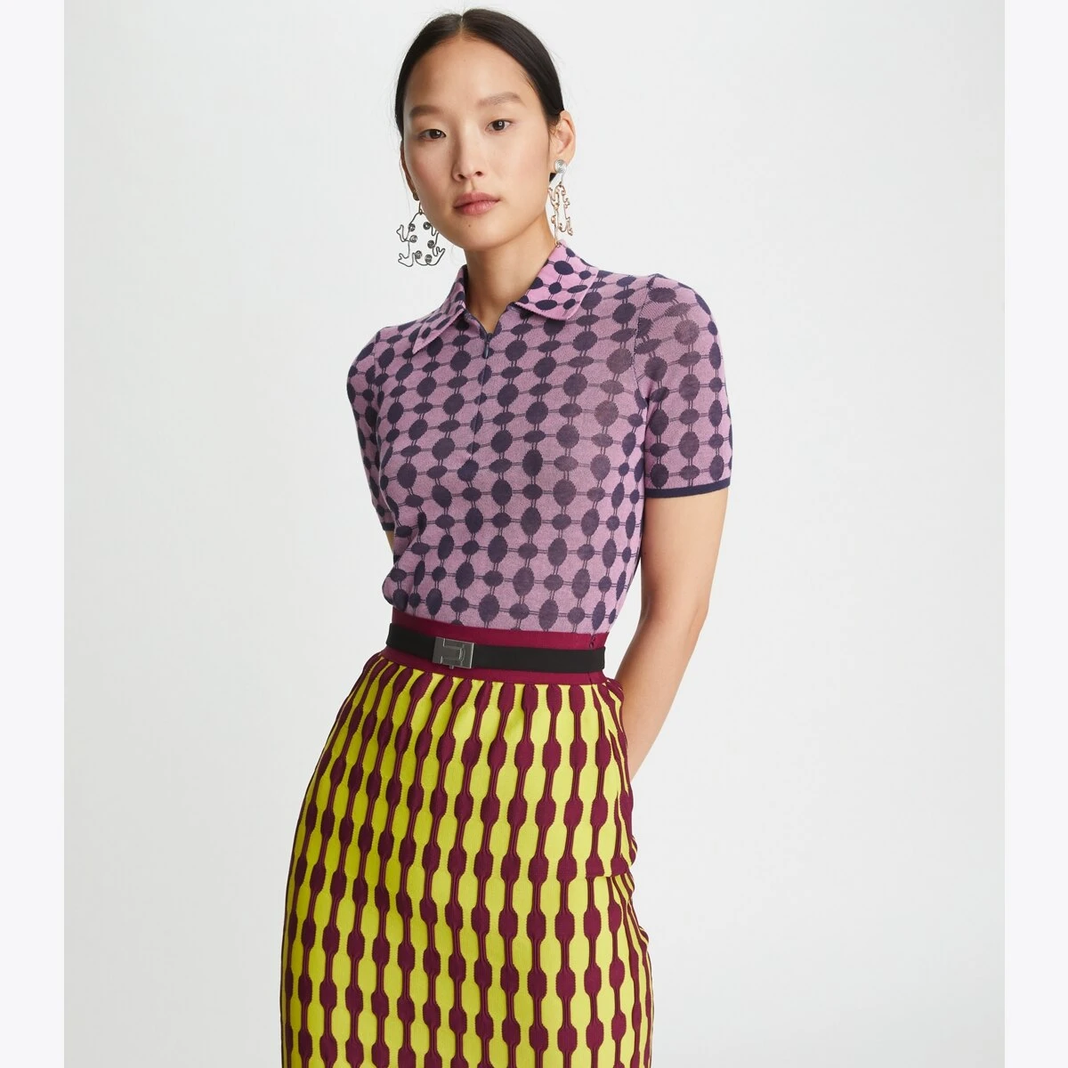 Tory Burch Jacquard Zip Polo 8 Tory Burch Jacquard Zip Polo - Image 6