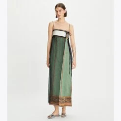 Tory Burch Layered Varanasi Brocade Slip Dress