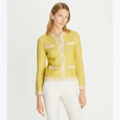 Tory Burch Linen Tweed Kendra Cardigan