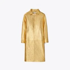 Tory Burch Metallic Leather Coat