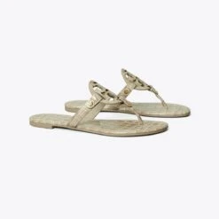 Tory Burch Miller Croc Embossed Leather Sandal