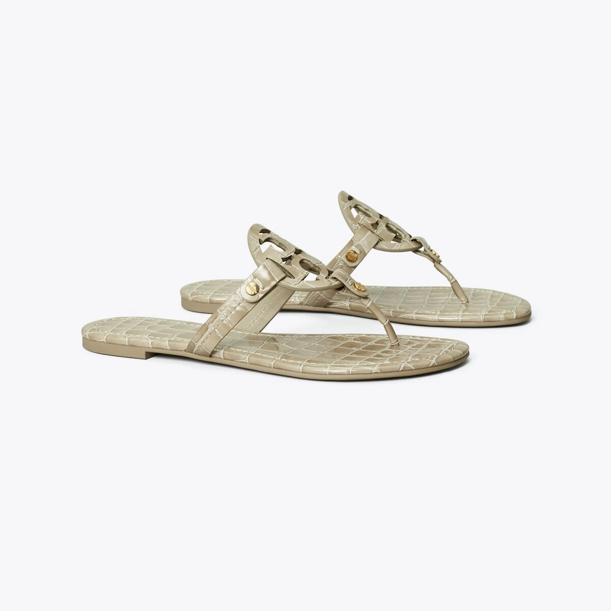 Tory Burch Miller Croc Embossed Leather Sandal 3 Tory Burch Miller Croc Embossed Leather Sandal