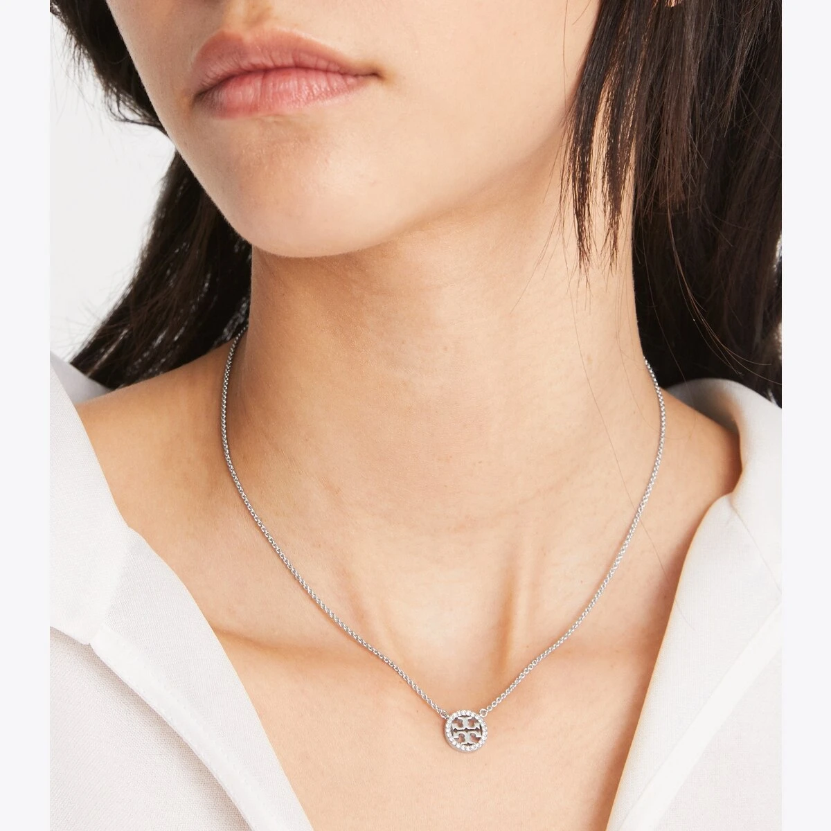 Tory Burch Miller Pavé Logo Delicate Necklace 4 Tory Burch Miller Pavé Logo Delicate Necklace - Image 2