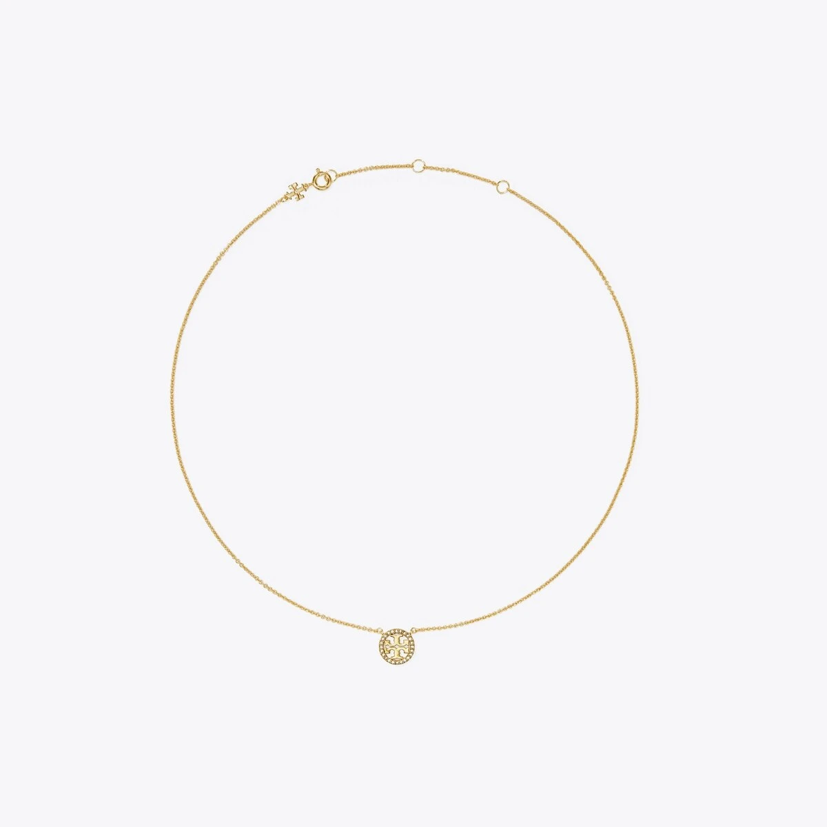 Tory Burch Miller Pavé Logo Delicate Necklace 3 Tory Burch Miller Pavé Logo Delicate Necklace