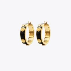 Tory Burch Miller Stud Enamel Hoop Earring