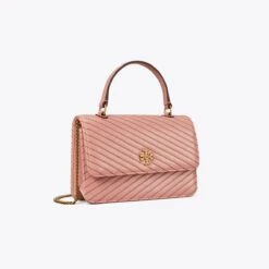 Tory Burch Mini Kira Moto Quilt Top Handle Chain Wallet