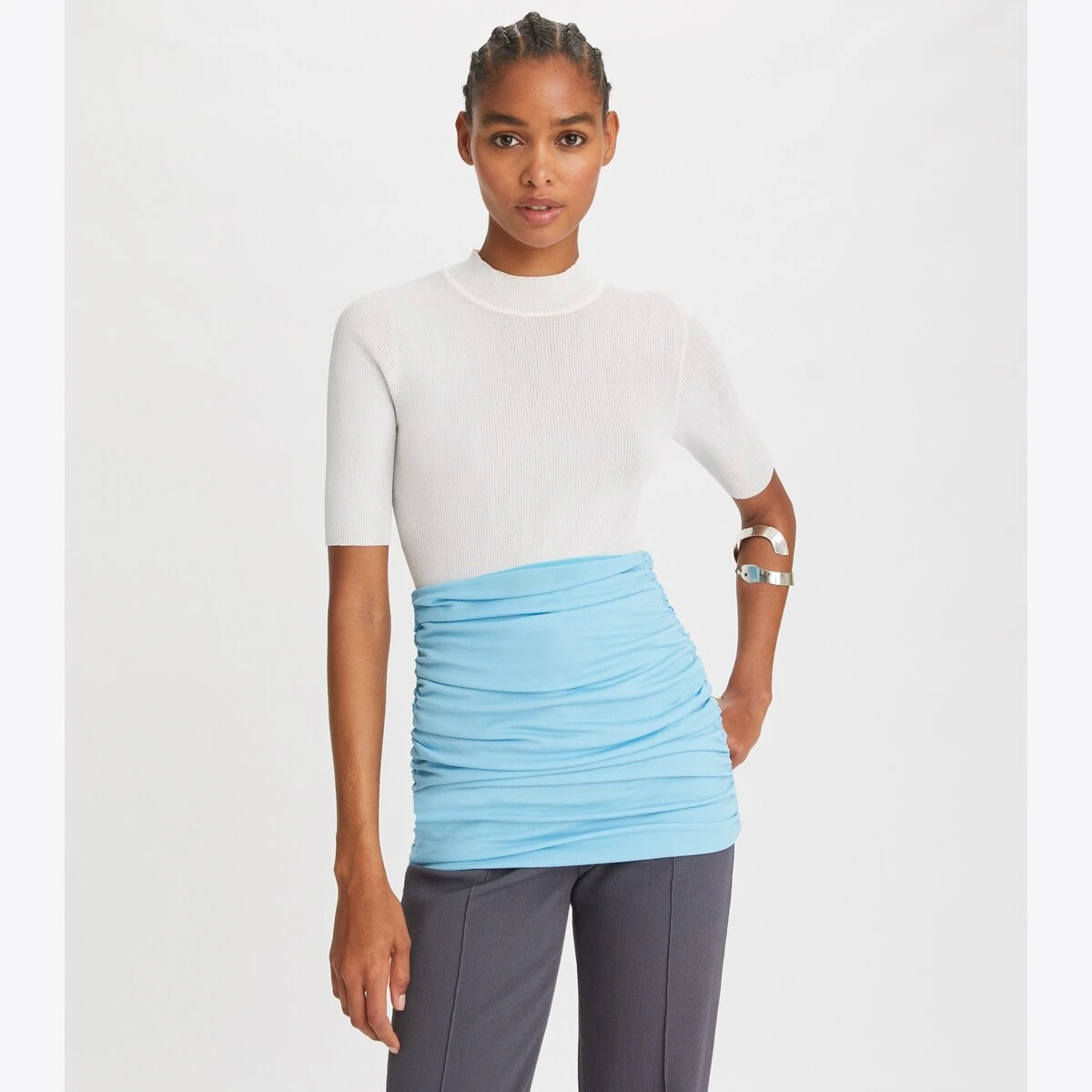 Tory Burch Ribbed Short-Sleeve Mockneck 11 Tory Burch Ribbed Short-Sleeve Mockneck - Image 9