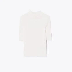 Tory Burch Ribbed Short-Sleeve Mockneck 30 Tory Burch Ribbed Short-Sleeve Mockneck -Chic Style Shop Ribbed20Short Sleeve20Mockneck.TB 145743 101 SLFRO.pdp 1200x1200 1