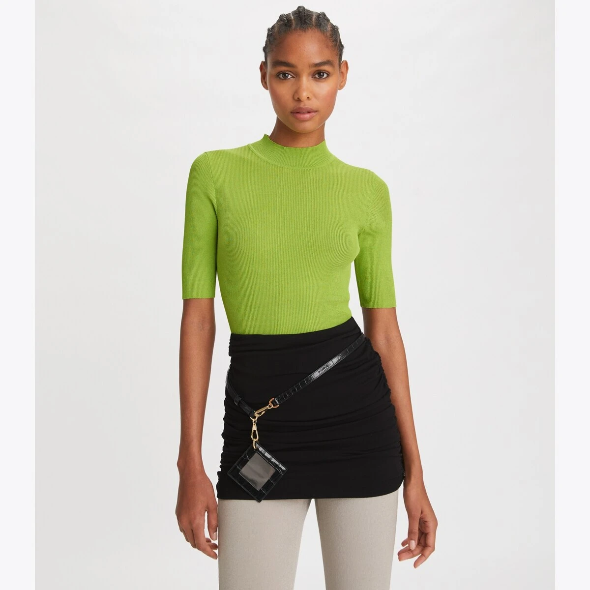 Tory Burch Ribbed Short-Sleeve Mockneck 8 Tory Burch Ribbed Short-Sleeve Mockneck - Image 6