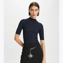 Tory Burch Ribbed Short-Sleeve Mockneck 34 Tory Burch Ribbed Short-Sleeve Mockneck -Chic Style Shop Ribbed20Short Sleeve20Mockneck.TB 145743 413 20230310 OMDET.pdp 1200x1200 1