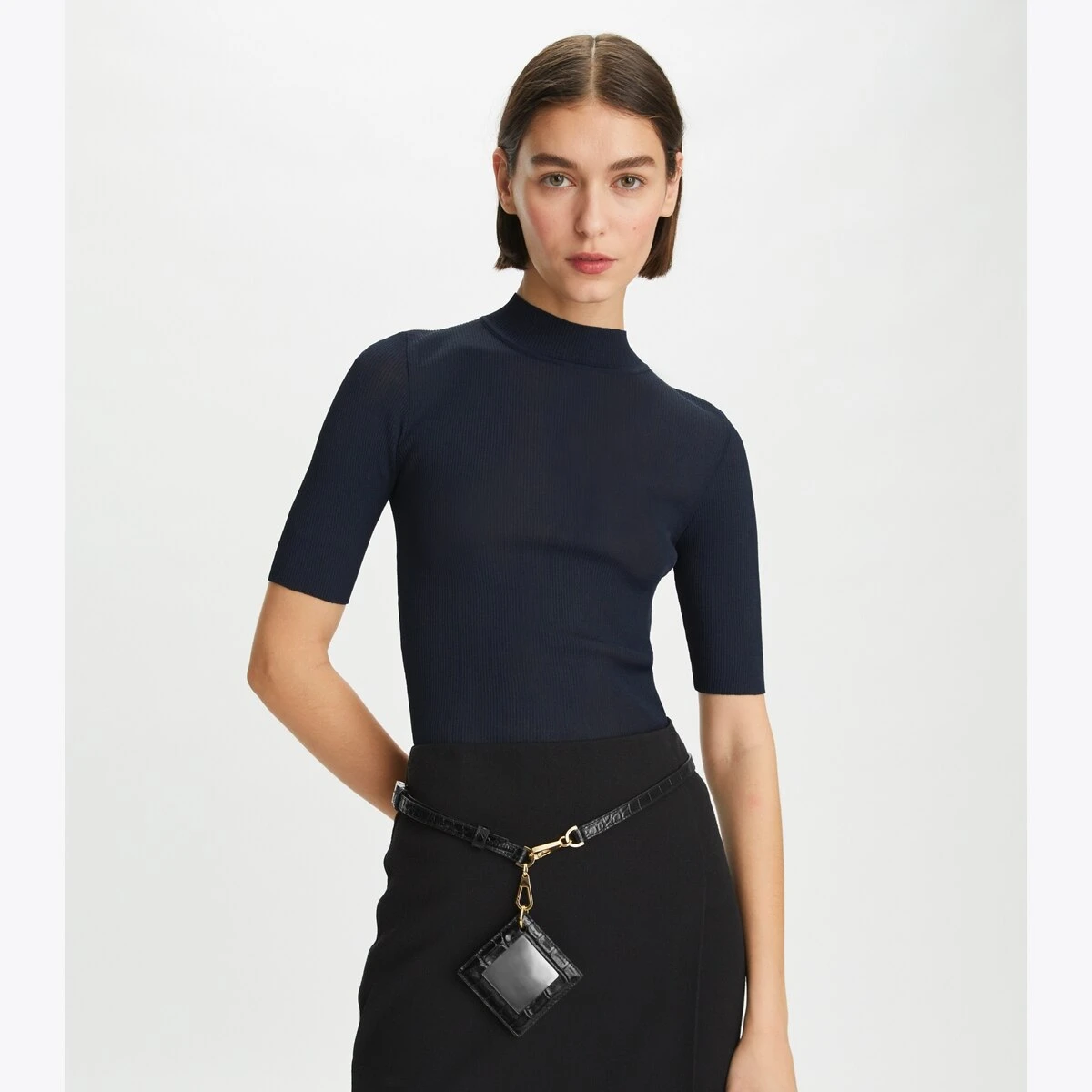 Tory Burch Ribbed Short-Sleeve Mockneck 17 Tory Burch Ribbed Short-Sleeve Mockneck - Image 15