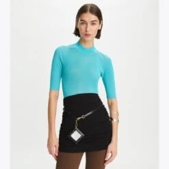 Tory Burch Ribbed Short-Sleeve Mockneck 37 Tory Burch Ribbed Short-Sleeve Mockneck -Chic Style Shop Ribbed20Short Sleeve20Mockneck.TB 145743 415 20230310 OMDET.pdp 1200x1200 1