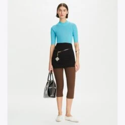Tory Burch Ribbed Short-Sleeve Mockneck 36 Tory Burch Ribbed Short-Sleeve Mockneck -Chic Style Shop Ribbed20Short Sleeve20Mockneck.TB 145743 415 20230310 OMFRO.pdp 1200x1200 1