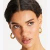 Tory Burch Roxanne Fluted Bead Hoop Earring