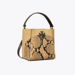Tory Burch Small McGraw Snake Embossed Bucket Bag
