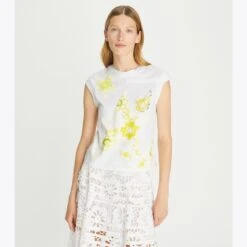 Tory Burch Star Patchwork Twisted Knit Jersey Top