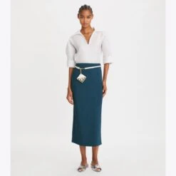 Tory Burch Stretch Faille Wrap Skirt
