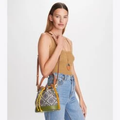 Tory Burch T Monogram Colorblock Bucket Bag