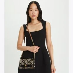 Tory Burch T Monogram Contrast Embossed Chain Wallet