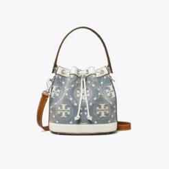 Tory Burch T Monogram Denim Bucket Bag