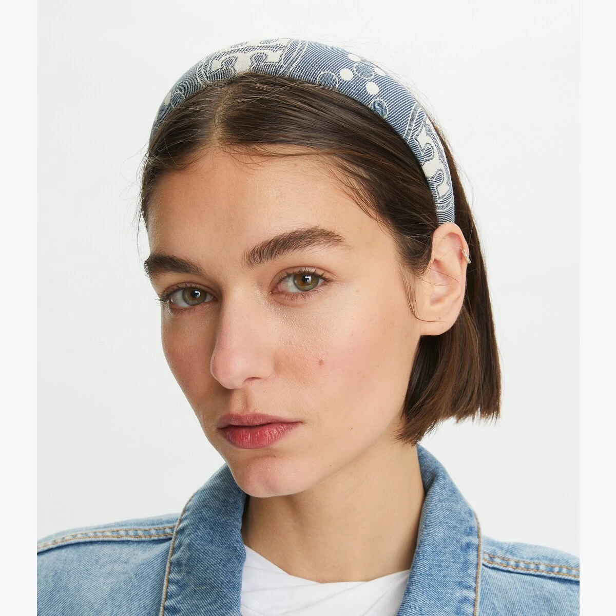 Tory Burch T Monogram Denim Headband 3 Tory Burch T Monogram Denim Headband