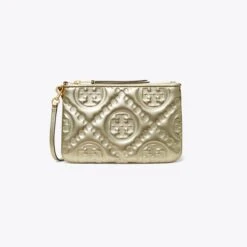 Tory Burch T Monogram Puffy Metallic Pouch