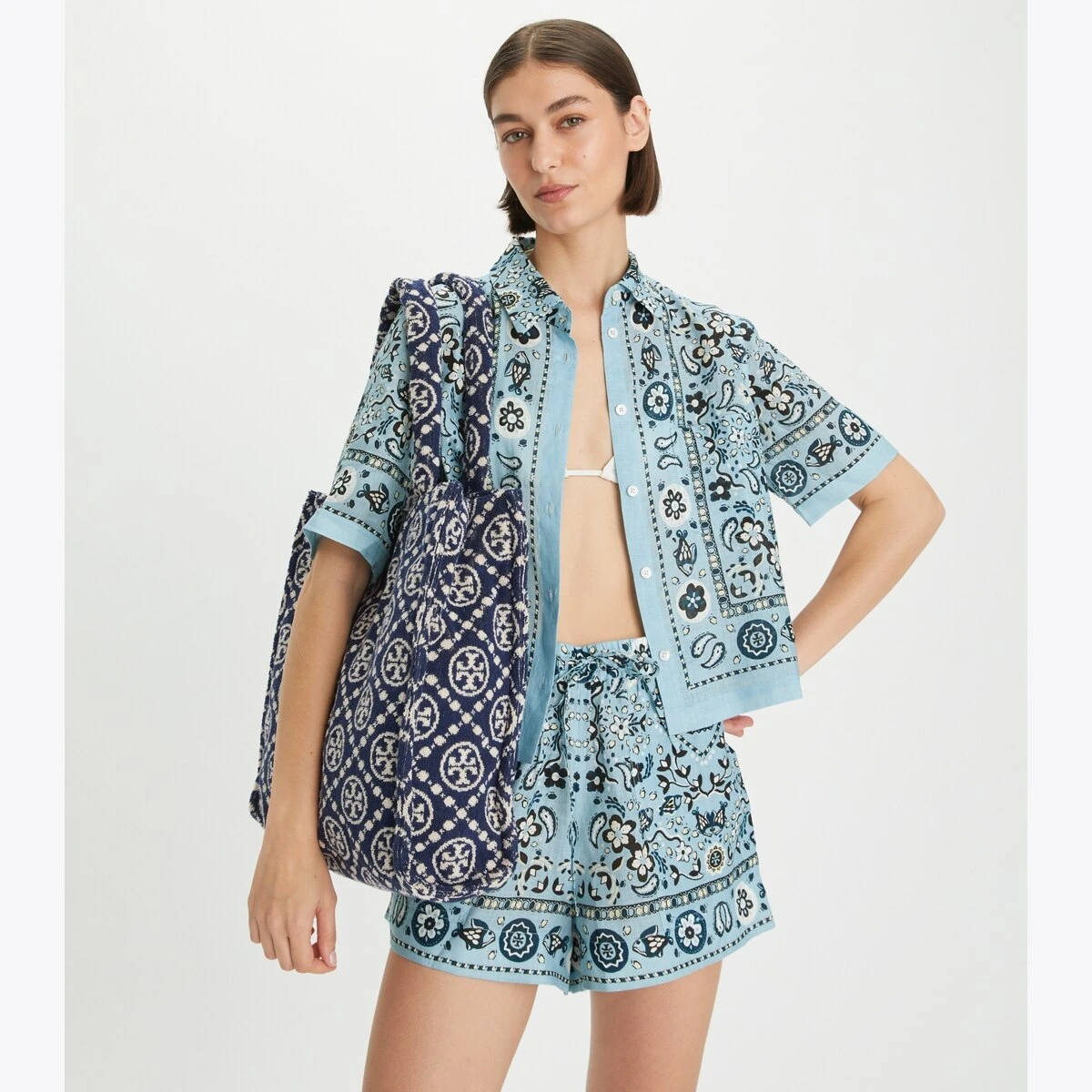 Tory Burch T Monogram Terry Tote 3 Tory Burch T Monogram Terry Tote